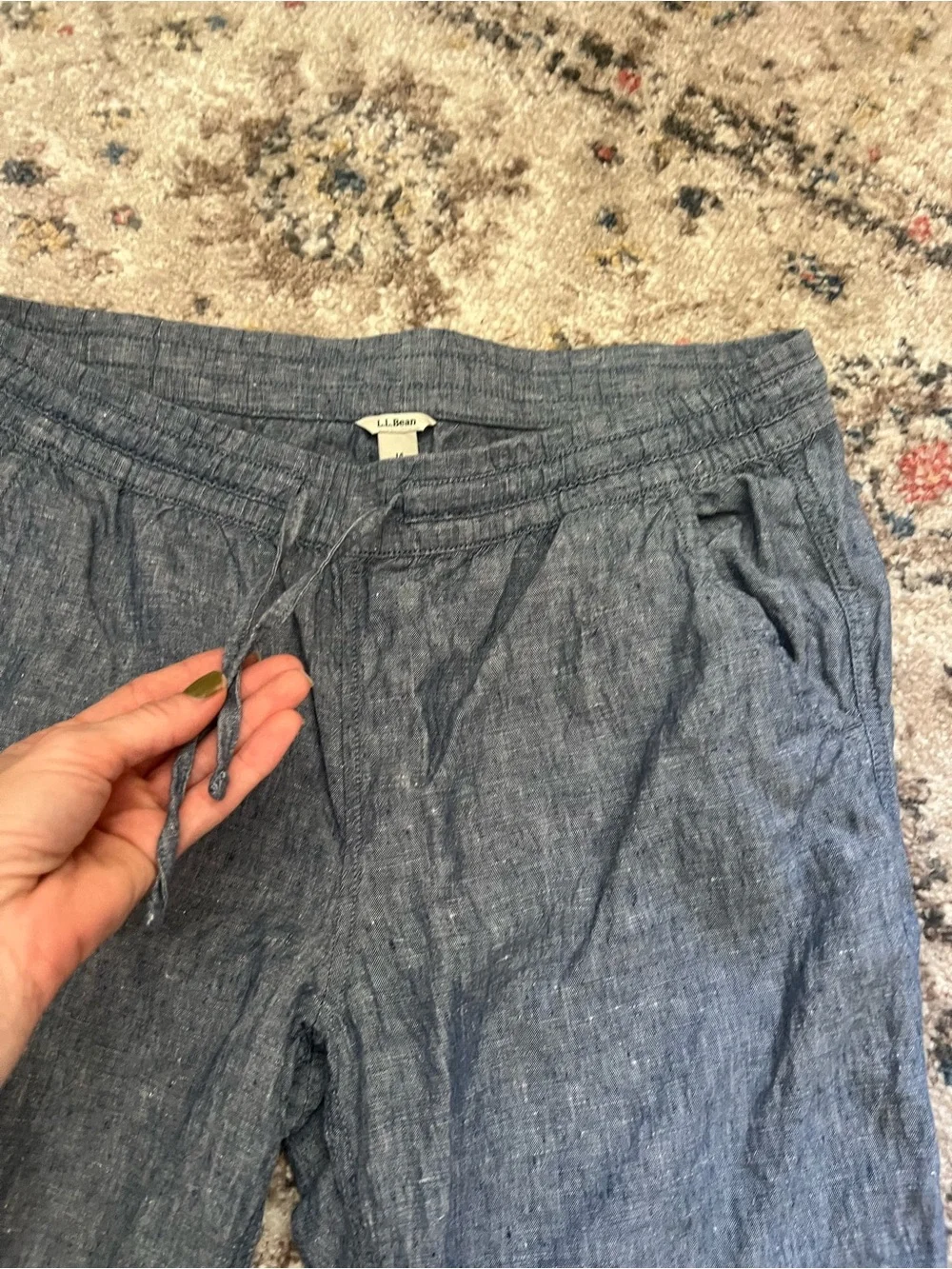 L.L.Bean Drawstring 100% Linen Beach women’s Pants Size 14